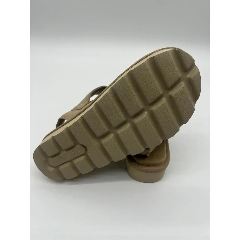 Koolaburra by UGG Fuzz-A-Glow Sand Tan Suede Platform Sandals Womens 9